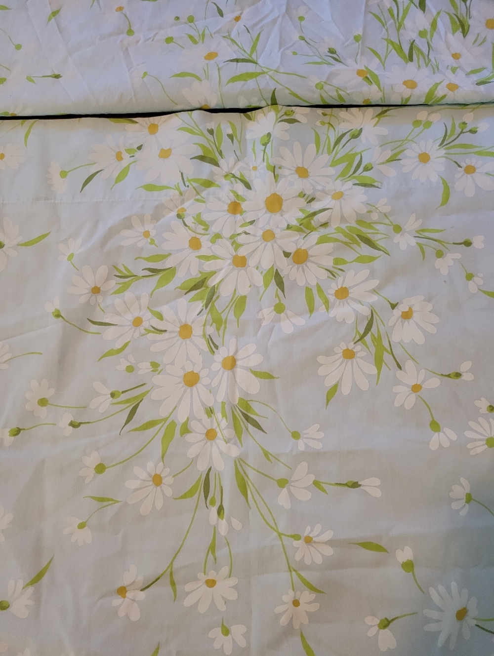 Vintage Light Blue Daisies Double Panel Curtain 125x93 & Valance 67.5x30.5